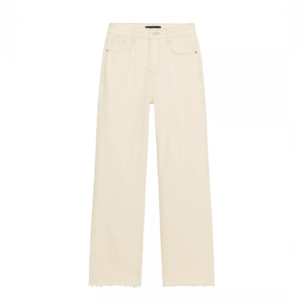 Zara STRAIGHT HIGH-WAIST ANKLE JEANS ECRU size 4 - Picture 2 of 5